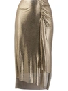 RABANNE PACO RABANNE METALLIC RUCHED SKIRT - 金色