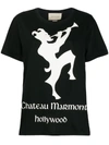 GUCCI GUCCI OVERSIZE T-SHIRT WITH CHATEAU MARMONT PRINT - BLACK