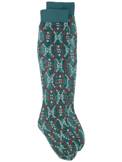 Gucci Gg Diamond Jacquard Socks - 绿色 In Green