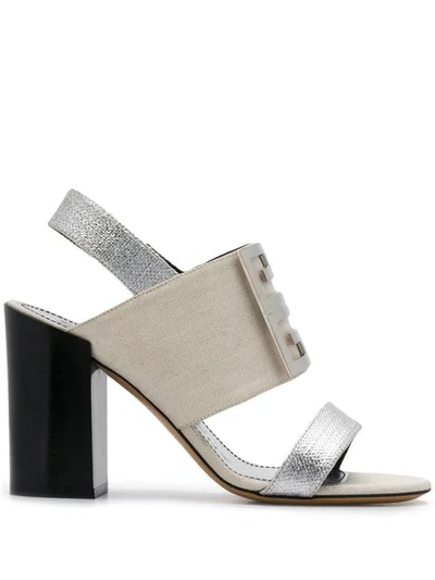 Givenchy Logo Plaque Sandals In Neutrals