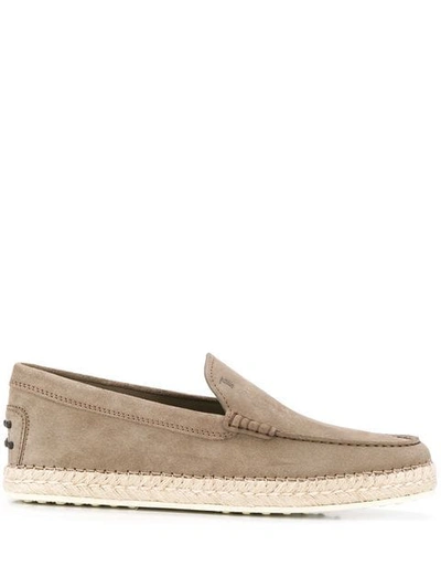 Tod's Beige Leather-suede Blend Loafers In Neutral