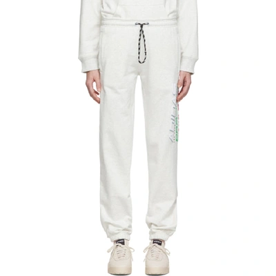 Adidas Originals By Alexander Wang Printed Cotton-terry Track Trousers In Light Grey