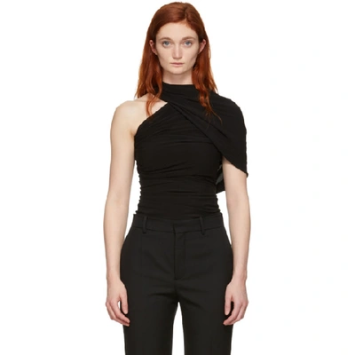 Balenciaga Draped Stretch Jersey One Shoulder Top In Black