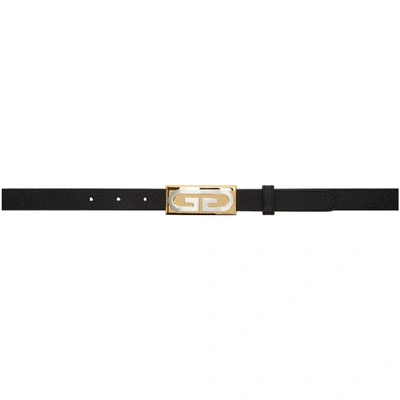 Gucci Logo Plaque Skinny Belt In Black