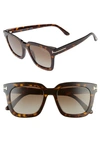 Tom Ford Sari Acetate Square Mirrored Sunglasses In Dark Havana/ Brown