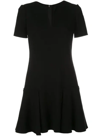 Oscar De La Renta Short-sleeve Flounce Day Dress In Black