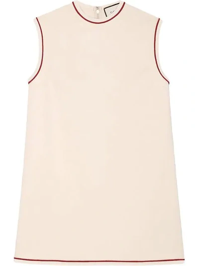 Gucci Piped Stretch Cady Tunic Top In White