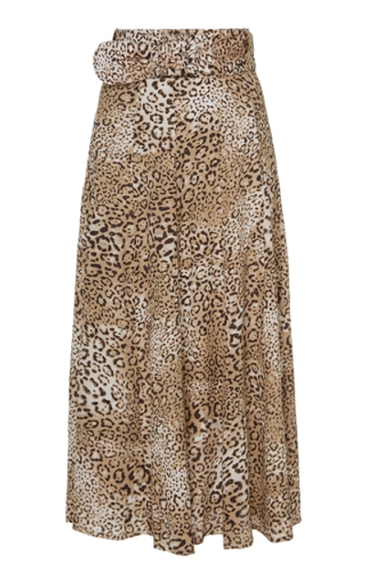 Faithfull The Brand Luda Belted Leopard-print Crepe Midi Skirt In Leopard Print