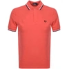 FRED PERRY TWIN TIPPED POLO T SHIRT RED,118557