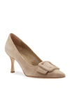 Manolo Blahnik Maysale Suede Pointed-toe Buckle Pumps In Black