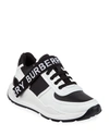 Burberry Ronnie Two-tone Leather Logo Sneakers In Black