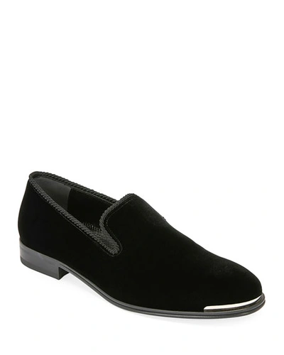 Alexander Mcqueen Men's Calf Suede Slip-on Dress Shoes In Black/silver