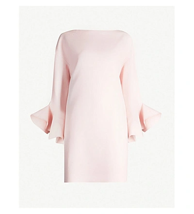 Valentino Ruffled-sleeve Wool And Silk-blend Mini Dress In Pink