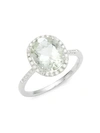 SAKS FIFTH AVENUE 14K White Gold, Green Amethyst & Diamond Oval Ring