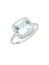 SAKS FIFTH AVENUE 14K White Gold Aquamarine & Diamond Cushion-Cut Ring