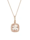 SAKS FIFTH AVENUE 14K Rose Gold Morganite & Diamond Square Pendant Necklace