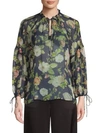 ALICE AND OLIVIA FLORAL-PRINT SILK TOP,0400011003084