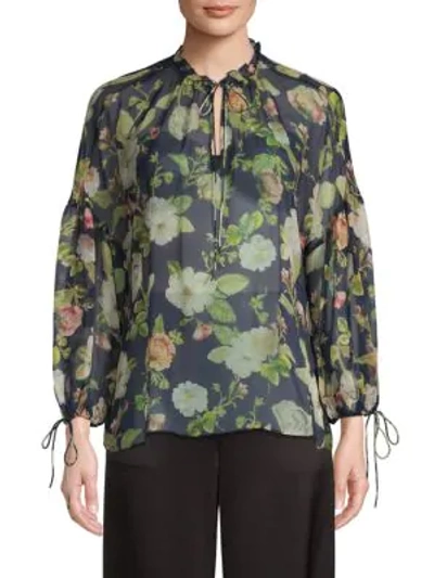 Alice And Olivia Floral-print Silk Top In Multi