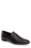 Prada Saffiano Leather Penny Loafers In Black