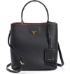 PRADA LEATHER DOUBLE BUCKET BAG,1BA212 2ERXV OOO01