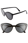 Prada 54mm Cat Eye Sunglasses In Black/ Black Solid