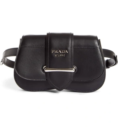 Prada Convertible Calfskin Leather Belt Bag In Nero