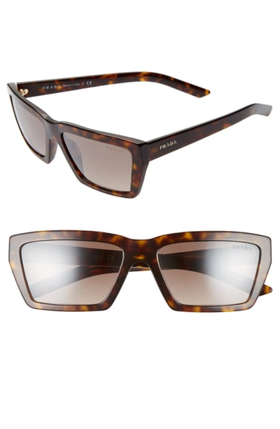 Prada Millennial 57mm Rectangle Sunglasses - Havana In Brown