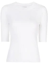 Rosetta Getty White Cropped Sleeve T-shirt In White