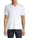Vince Linen Short Sleeve Crew Tee Hillside Blue In Optic White