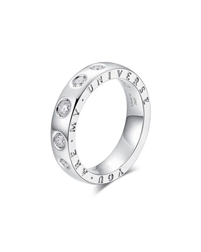 Alberto Milani Dirce "you Are My Universe" 18k White Gold 5-diamond 4.3mm Band Ring