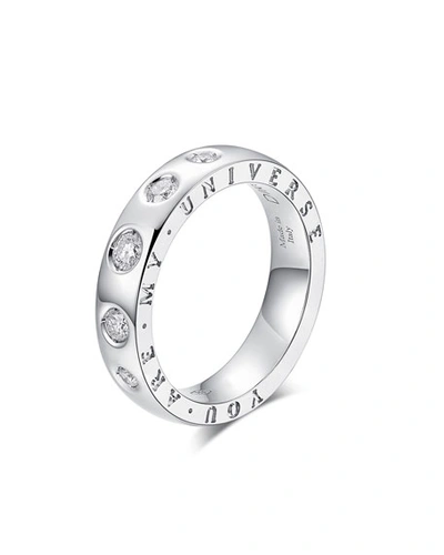 Alberto Milani Dirce "you Are My Universe" 18k White Gold 5-diamond 4.3mm Band Ring