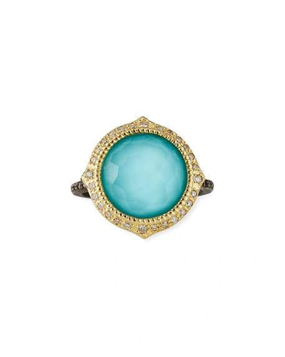 Armenta Old World Pointed Turquoise/quart Ring W/ Diamonds In Gold