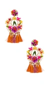 MERCEDES SALAZAR MERCEDES SALAZAR FLOWER STATEMENT EARRINGS IN ORANGE.,MRCZ-WL71