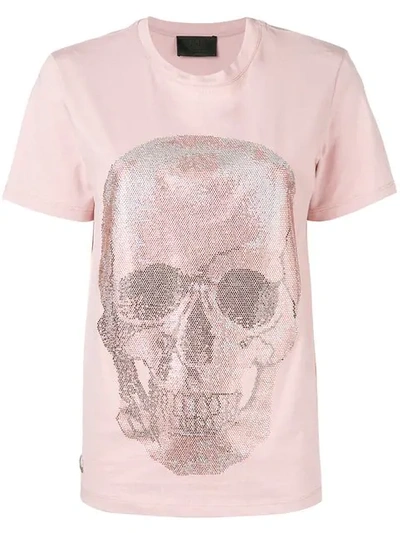 Philipp Plein 水晶镶嵌骷髅头t恤 - 粉色 In Pink