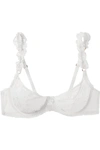 STELLA MCCARTNEY OPHELIA WHISTLING STRETCH-LEAVERS LACE AND SATIN UNDERWIRED BRA