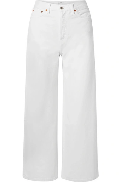 Re/done 60s Extreme Cropped High-rise Wide-leg Jeans In White