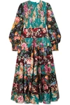 ZIMMERMANN ALLIA TIERED FLORAL-PRINT SILK MAXI DRESS