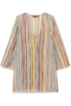 MISSONI STRIPED METALLIC CROCHET-KNIT KAFTAN