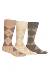 Polo Ralph Lauren 3-pack Argyle Socks In Lt Coffee/ Bone White/ Tobacco