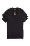 Polo Ralph Lauren Slim Fit Cotton V-neck T-shirt 3-pack In Black
