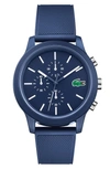 Lacoste 12.12 Chronograph Silicone Band Watch, 44mm In Blue