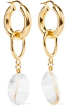 MOUNSER FOUND OBJECTS GOLD-PLATED GLASS HOOP EARRINGS