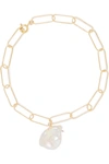 ALIGHIERI THE TALISMAN GOLD-PLATED PEARL ANKLET