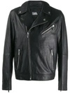 KARL LAGERFELD KARL LAGERFELD OFF-CENTRE ZIPPED JACKET - 黑色