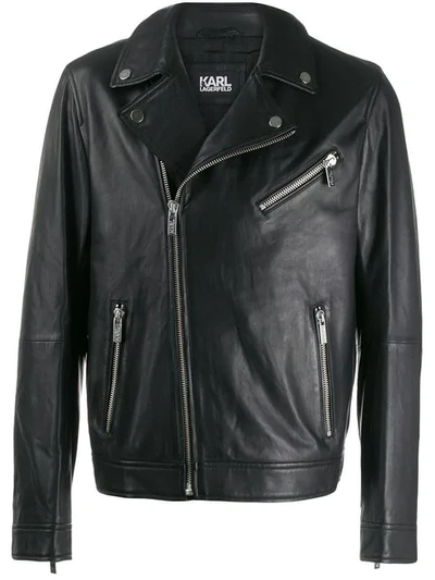 Karl Lagerfeld Off-centre Zipped Jacket - 黑色 In Black