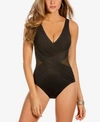 MIRACLESUIT ILLUSIONIST CROSSOVER ALLOVER SLIMMING ONE-PIECE SWIMSUIT