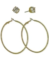 Guess Gold-tone 2-pc. Set Cubic Zirconia Stud & Hoop Earrings In Gold