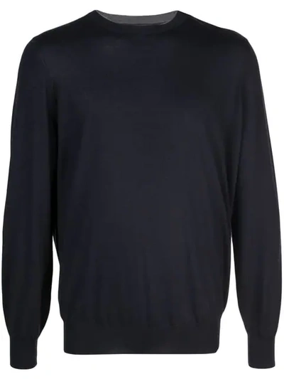 Brunello Cucinelli Crew-neck Knit Jumper In Blue