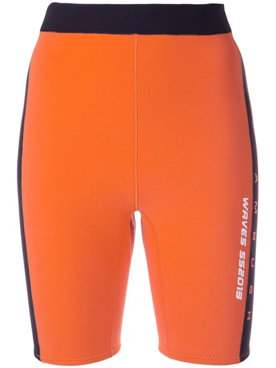 Ambush Printed Two-tone Scuba Shorts In Orange