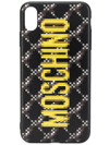 Moschino Logo Print Quilted Iphone Xs Max Cover In Black
